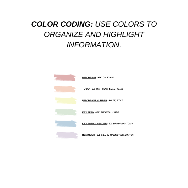 Color Coding Study Method