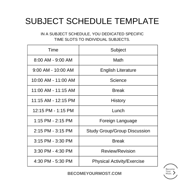 subject-schedule-template